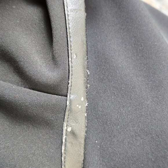 Ann Taylor Size Large Black Short Sleeve Blouse Dropped Shoulder Faux Leather - Picture 11 of 16